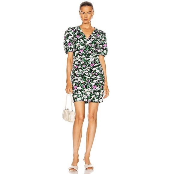 Veronica Beard Janis Ruched Floral Minidress - Picture 1 of 6